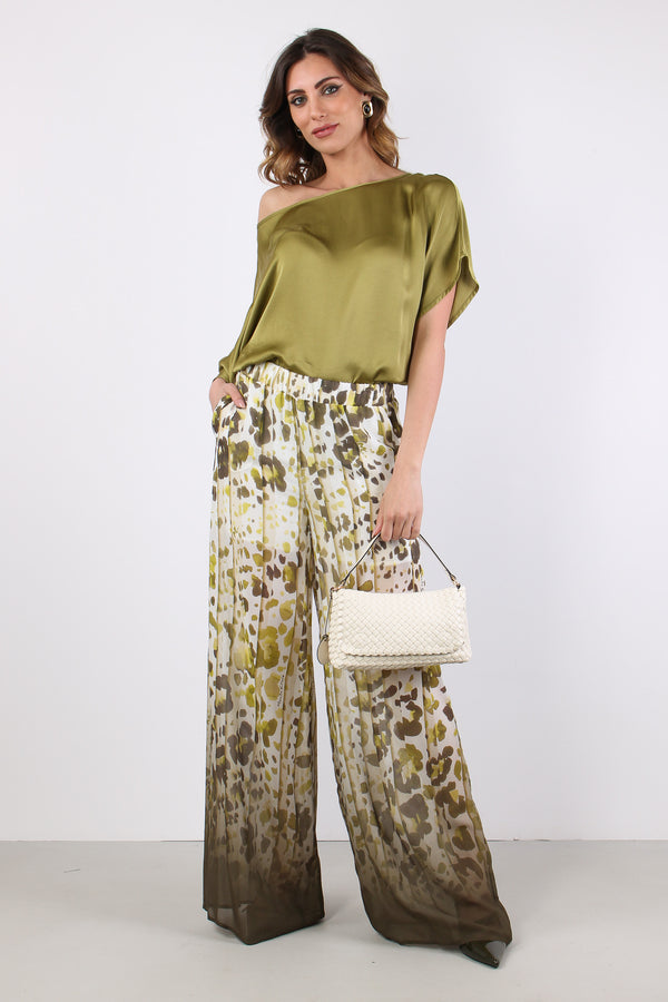 Pantalone Fluido Fantasia Edera