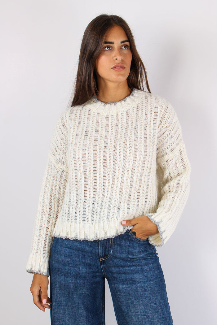 Jonan Maglia Traforata Banda L Latte-4