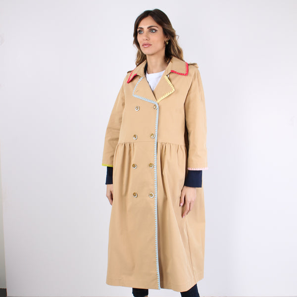 Trench Impuntura Colorata Beige-2