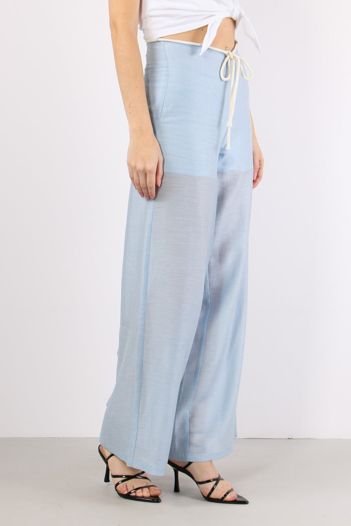 Pantalone Cinturino Corda Celeste-5