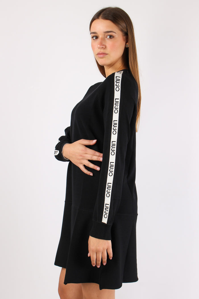Abito In Maglia Logo Manica Nero/bianco-7