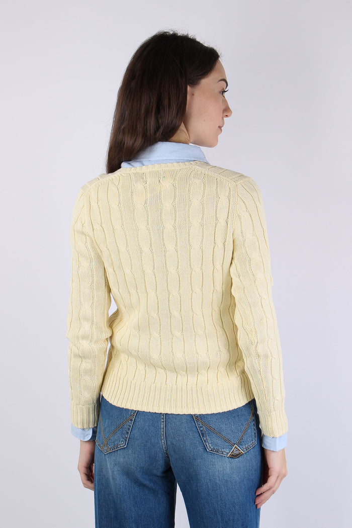 Pullover Trecce Scollo V Cream-4