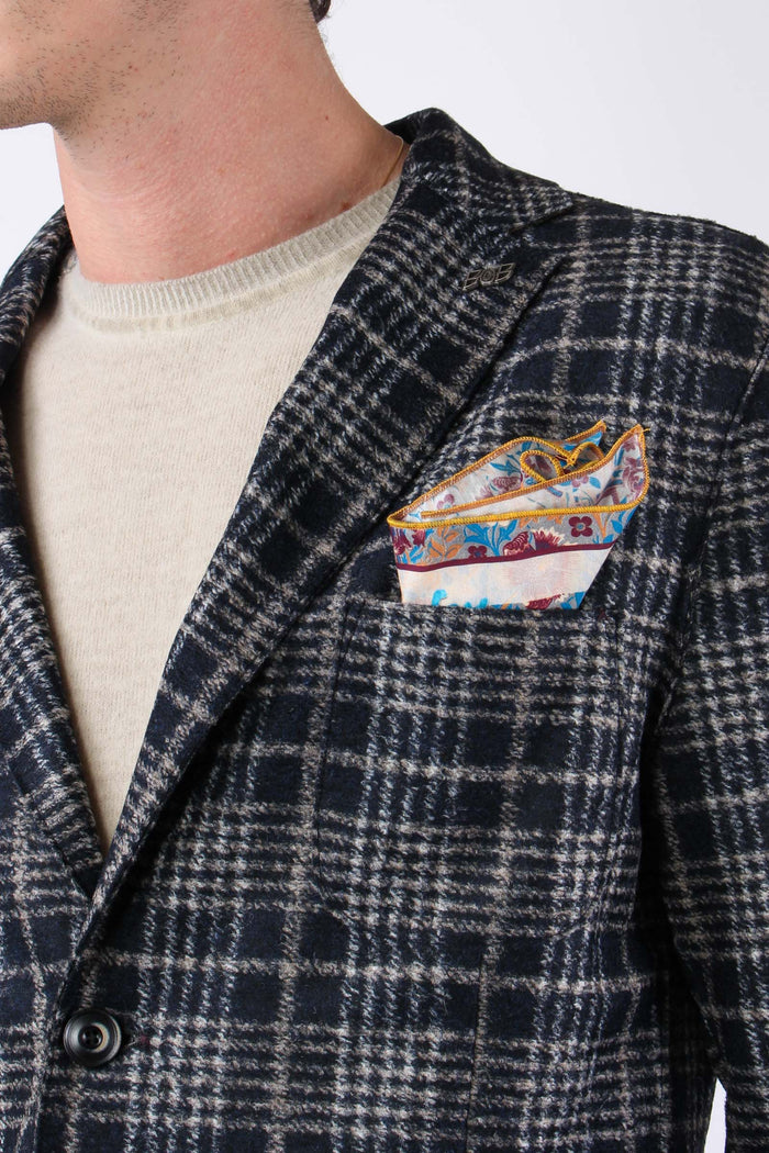 Giacca Macro Quadro Blu/cammello-8