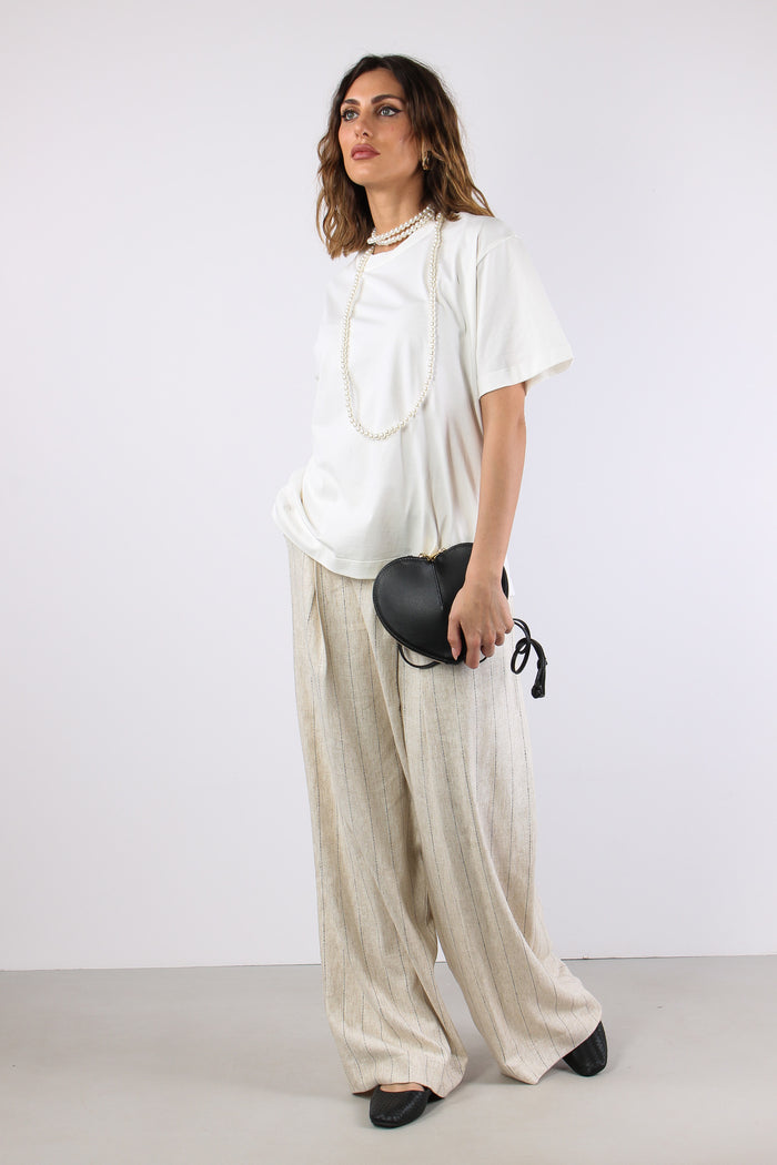 T-shirt Collana Perle Bianco-5