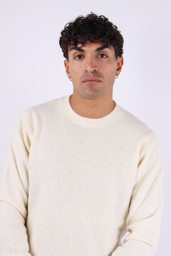 Maglia Girocollo Lambswool Panna-7