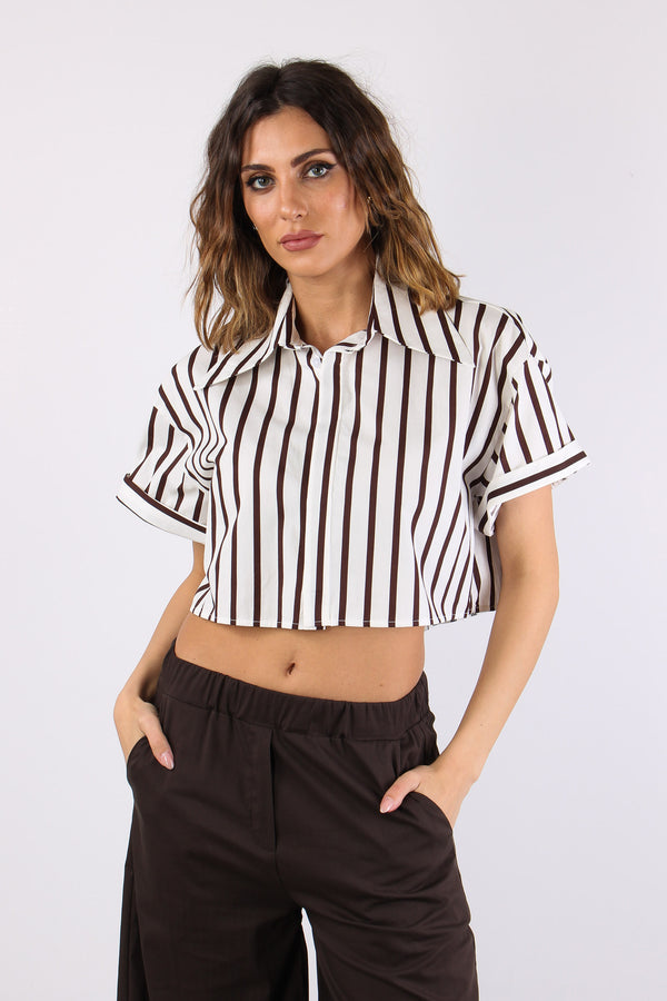 Camicia Corta Riga Bianco/moro-2