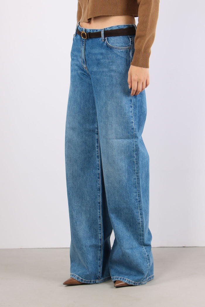 Denim Palazzo Cintura Blu Vintage-4