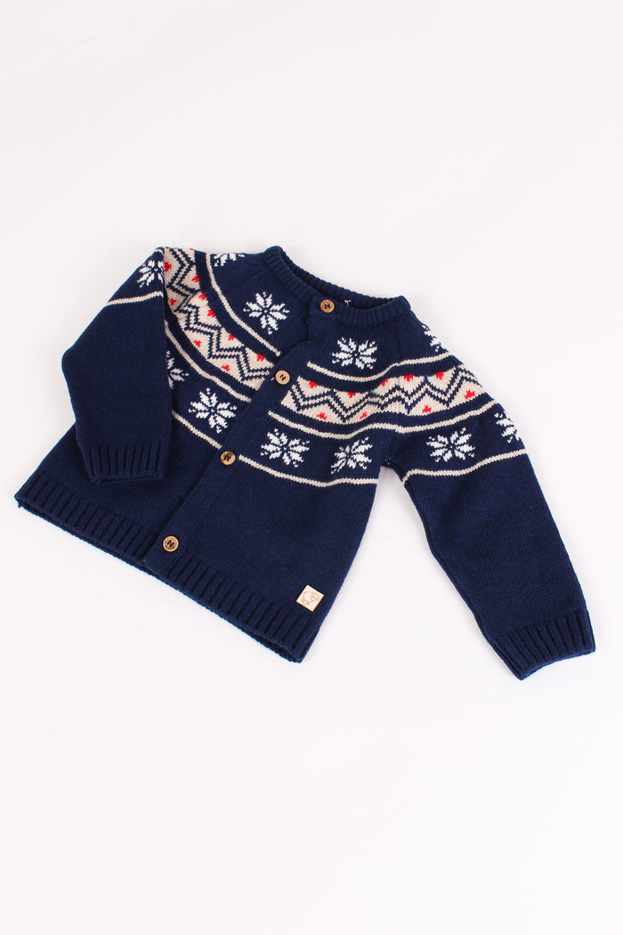Cardigan Fantasia Norvegese Blu/latte/beige-4