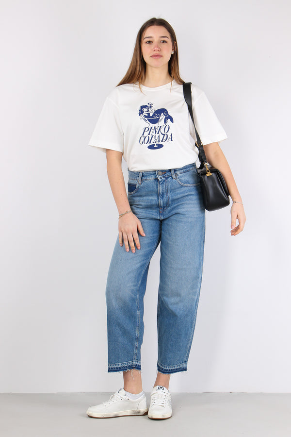 Strepitoso T-shirt Stampa Cola Bianco/blu