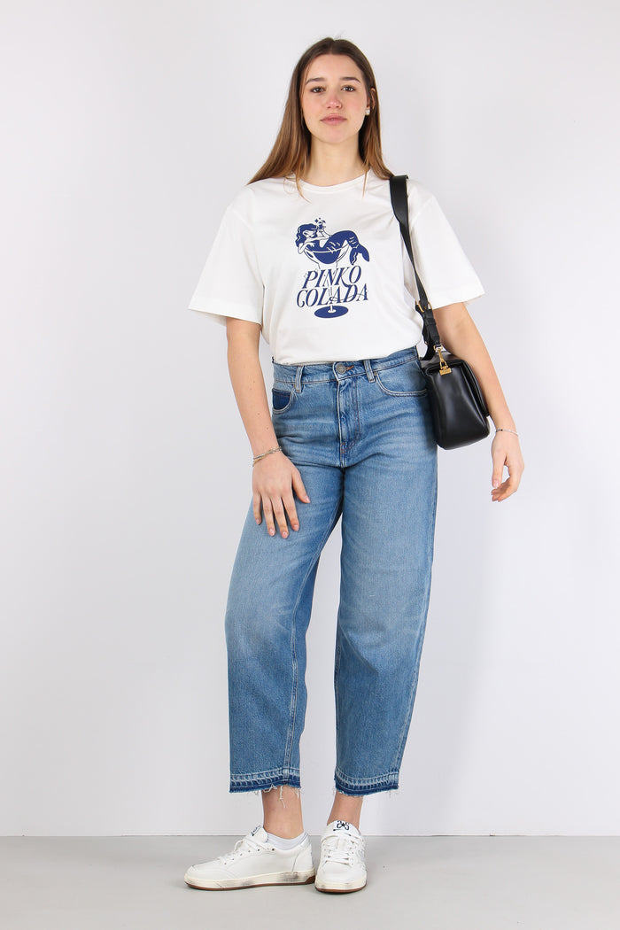 Strepitoso T-shirt Stampa Cola Bianco/blu