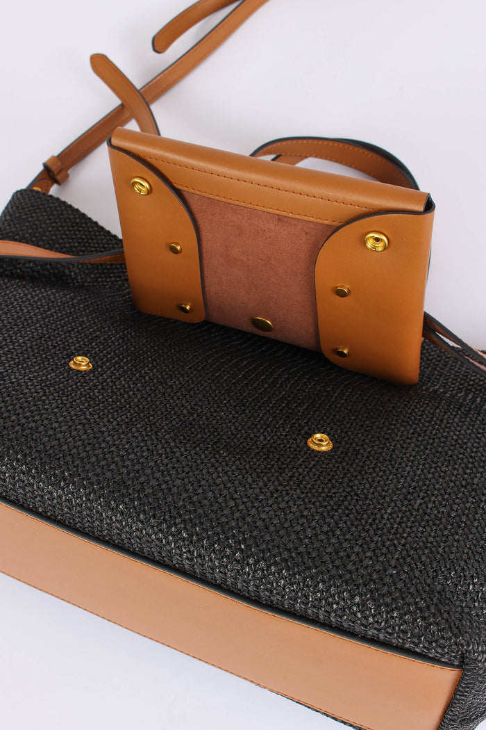 Belty Shopping Mini Rafia Nero/cuoio-7