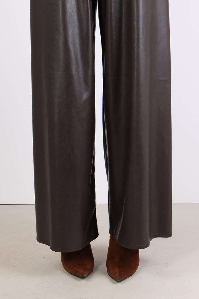 Pantalone Scampanato Ecopelle Moro-7