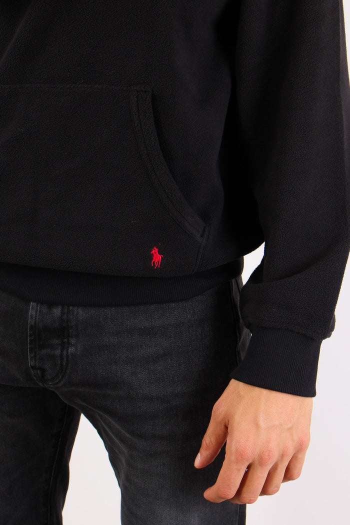 Felpa Cappuccio Pile Polo Black-6