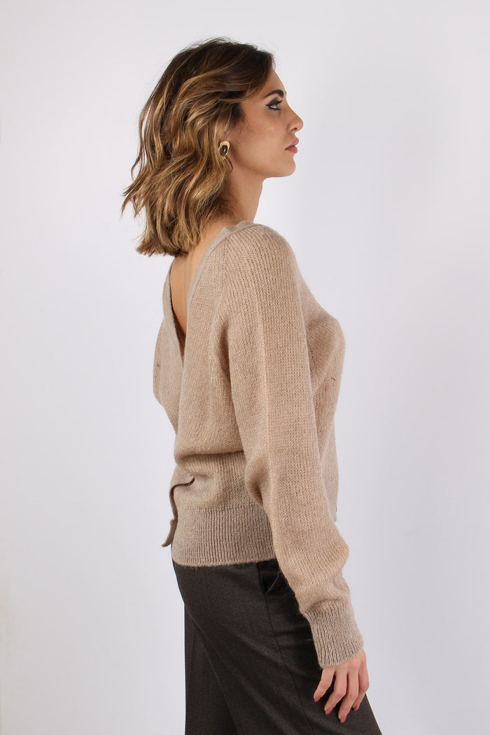 Cardigan Bottoni Schiena Cristal Grey-6