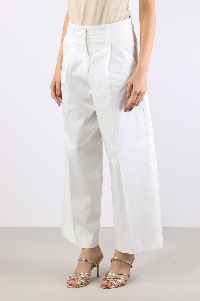 Bellico Pantalone Dritto Gabardina Off White-4