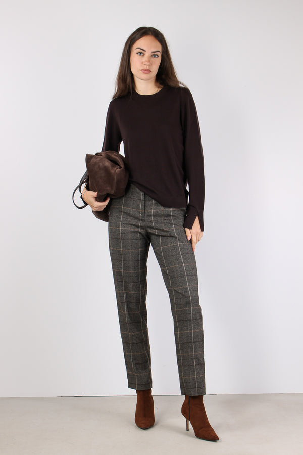Pantalone Dritto Quadri Caffe