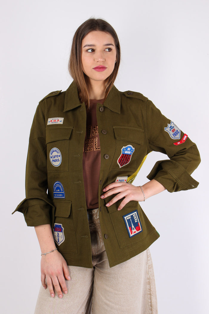 Giacca Over Fantasia Patch Military Green-3