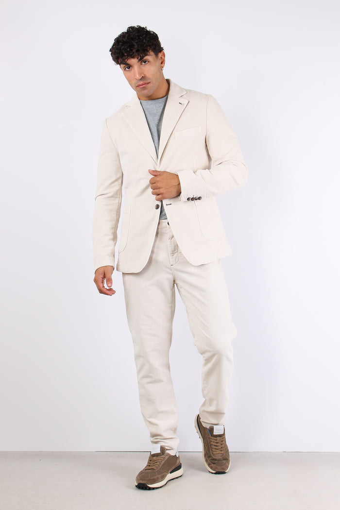 Giacca Velluto Liscio Panna-3