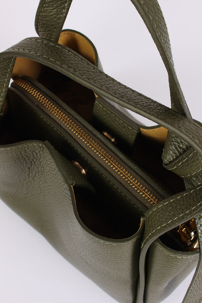 Mini Shopping Fiocco Vera Pell Militare-6