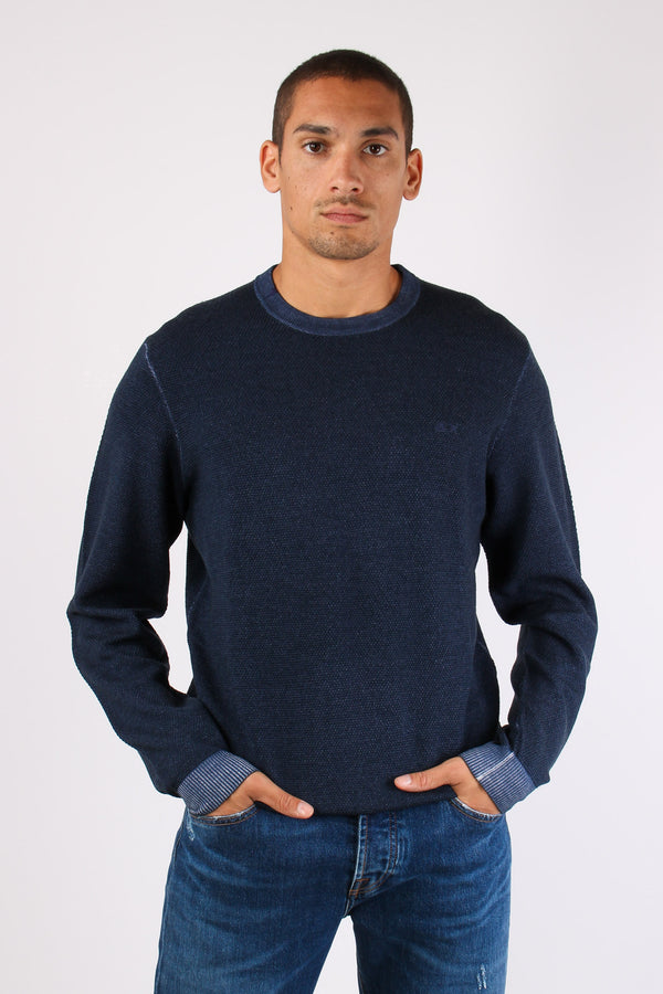 Maglia Lana Punto Riso Navy Blue