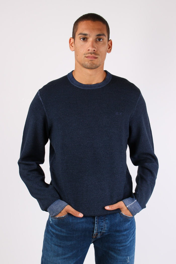Maglia Lana Punto Riso Navy Blue