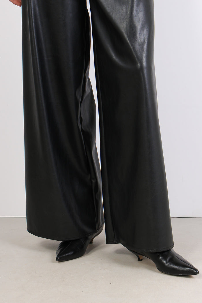 Pantalone Scampanato Ecopelle Nero-9