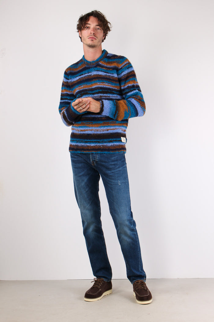 Maglia Girocollo Riga Indefini Blu/ruggine-5