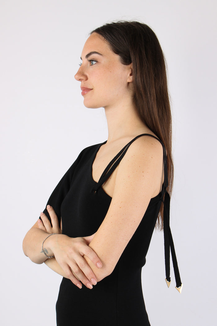 Abito Lungo Asimetrico Nero-8
