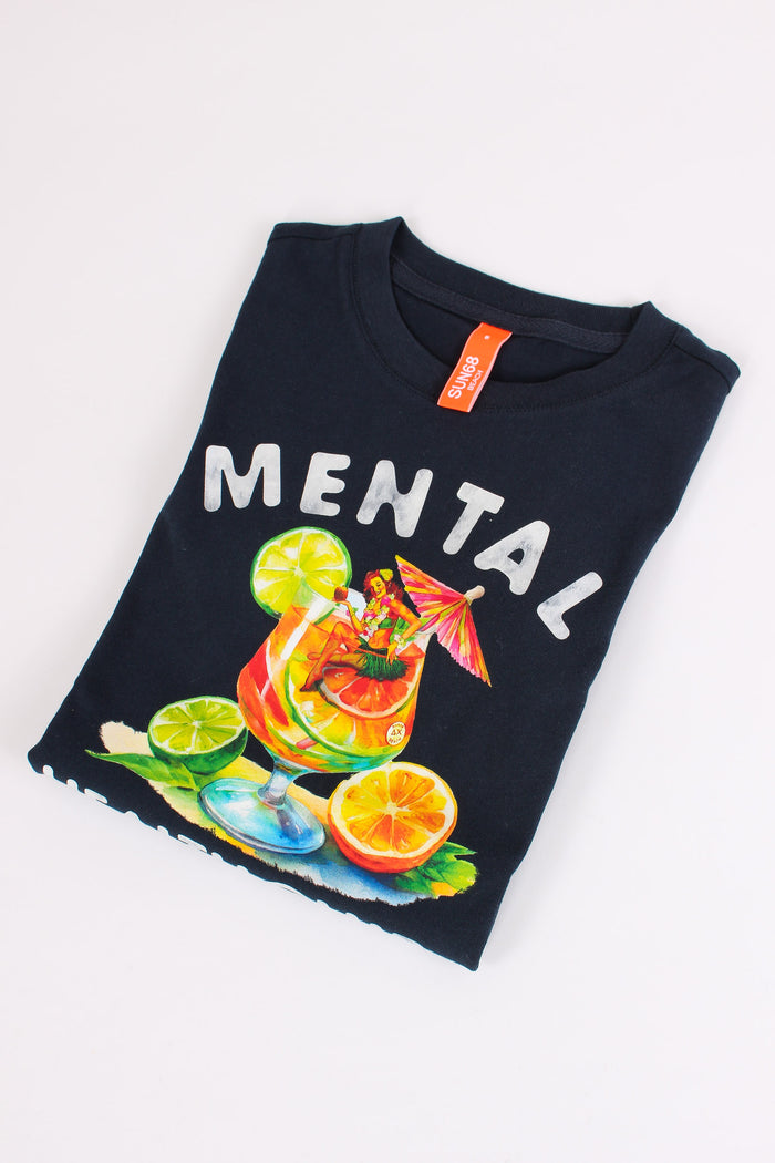 T-shirt Stampa Beach Navy Blue-5