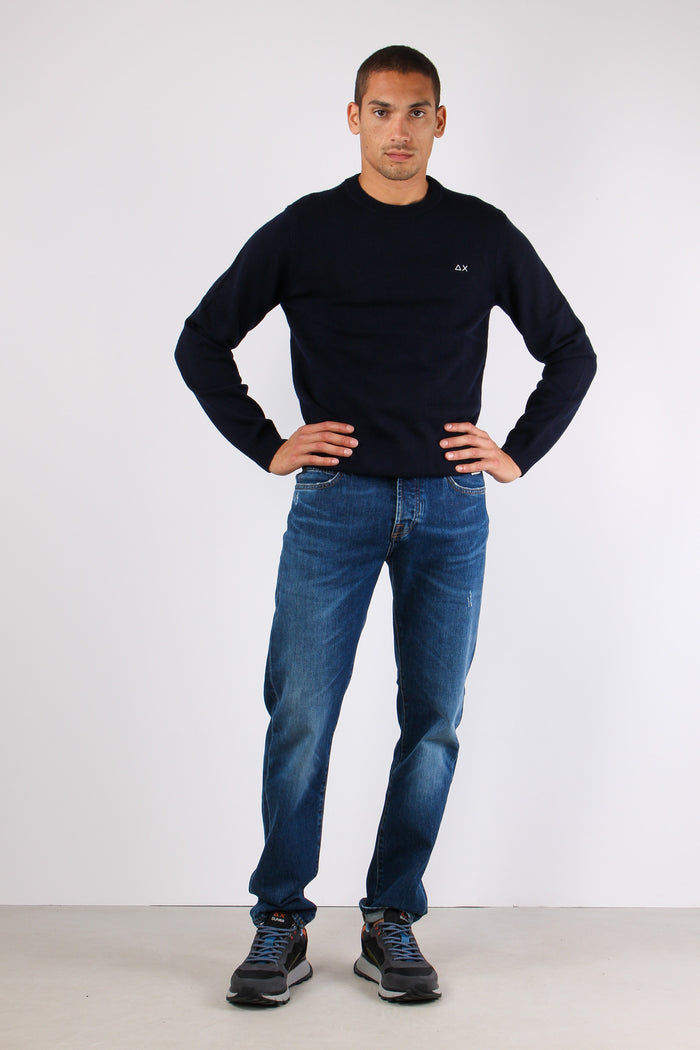Girocollo Lana Cashmere Navy Blue