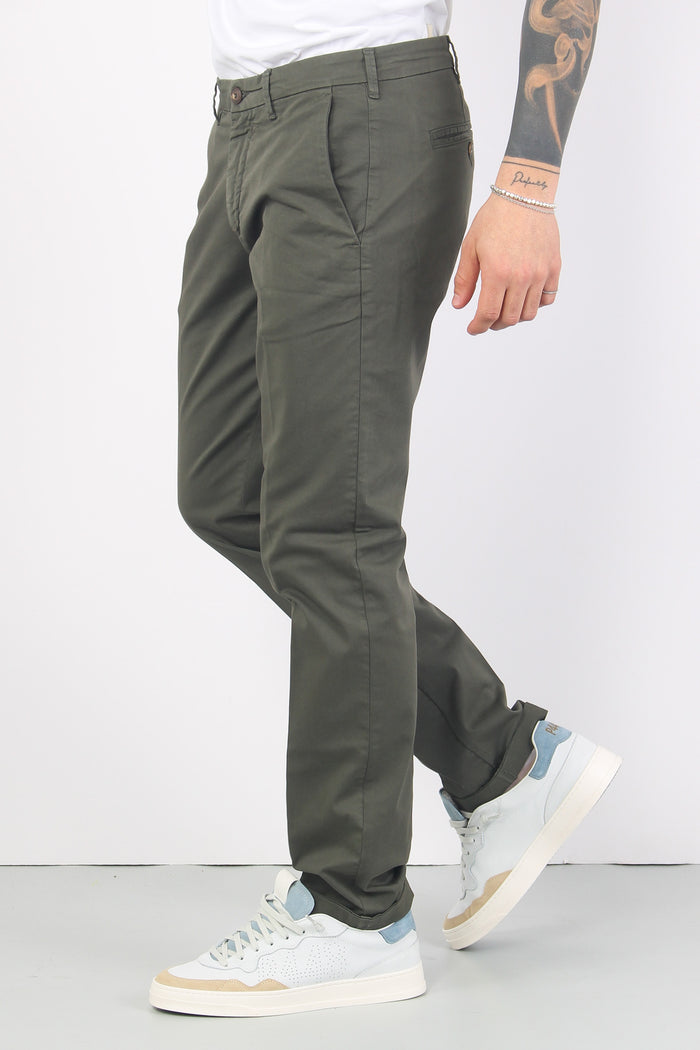 Pantalone Gabardina Basic Verde Militare-5