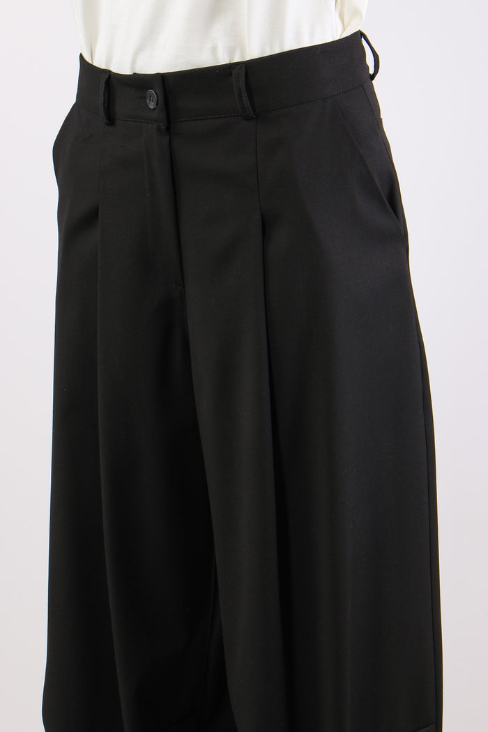 Pantalone Balloon Fresco Lana Nero-7