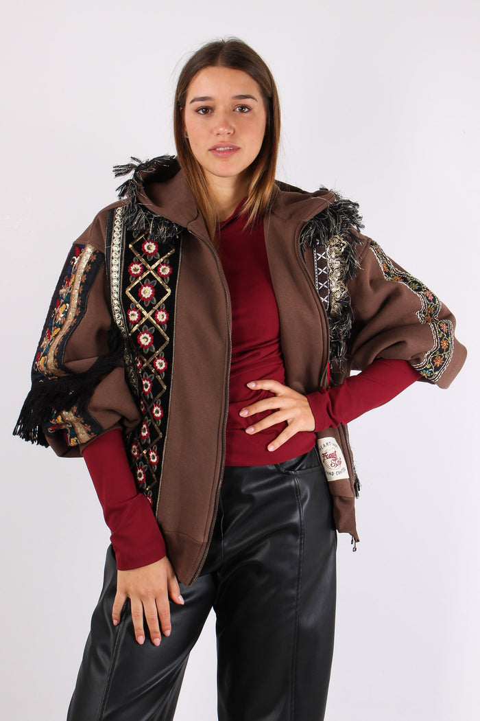 Felpa Zip Passamanneria Intern Fondente-5