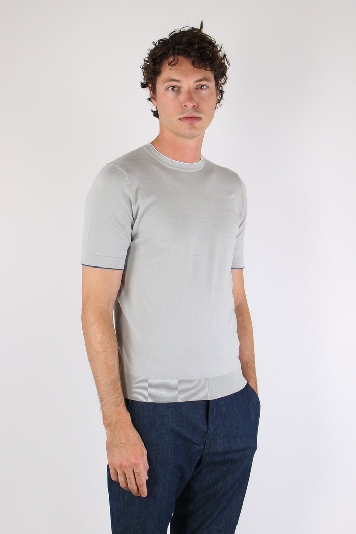 Maglia M/m Profilo Contrastro Grigio/bianco-6