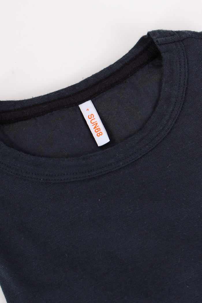 T-shirt Cotone Fiammato Navy Blue-5