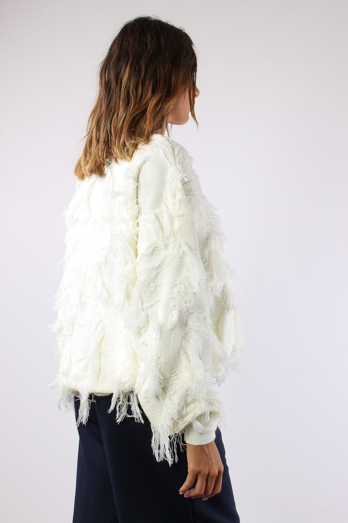 Maglia Rombi Frange Crema-6