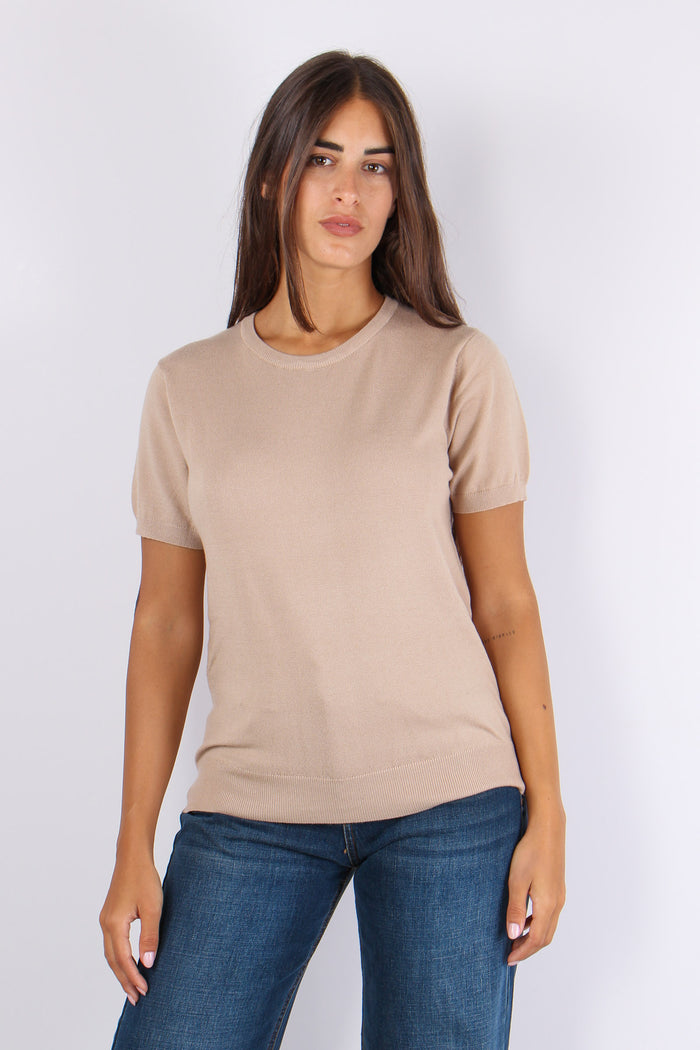 Maglia Viscosa M/m Cammello-2