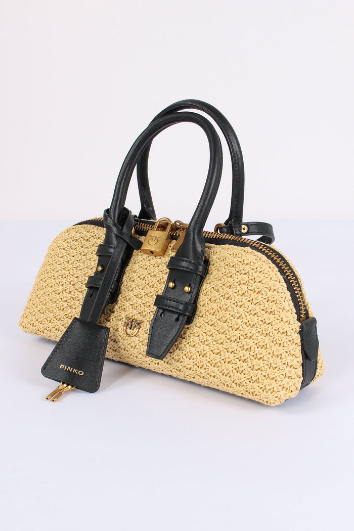Bowling Bag Rafia Rafia/nero-4