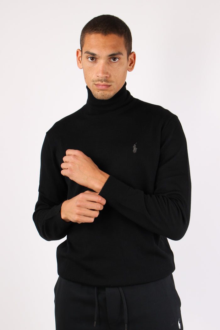 Maglia Collo Alto Lana Merinos Polo Black-3