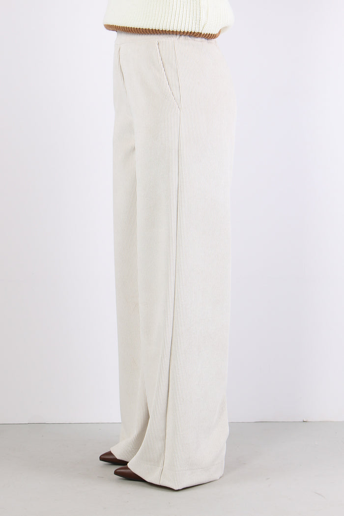 Pantalone Palazzo Largo Vellut Panna-3