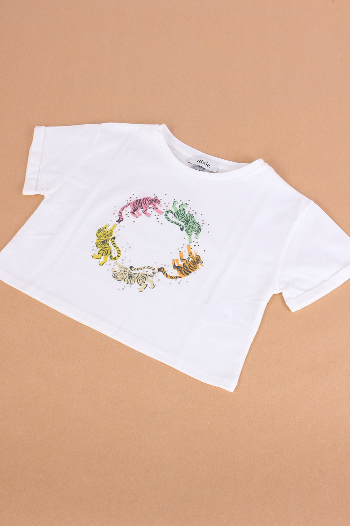 T-shirt Stampa Tigre Off White-4