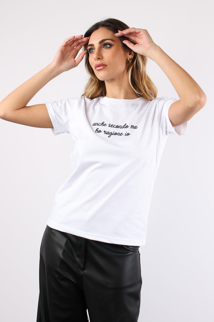 T-shirt Ricamo  Anche Secondo Bianco-3