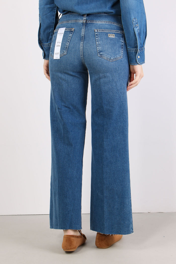 Jeans Flare Basico Denim Scuro-4