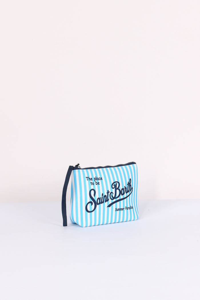 Aline Pochette Righe Mini Azzurro/bianco-5