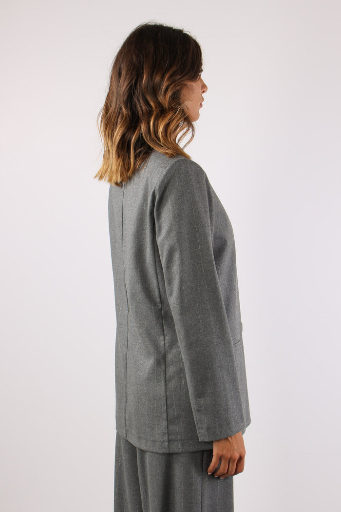 Giacca Doppiopetto Lurex Grigio-7