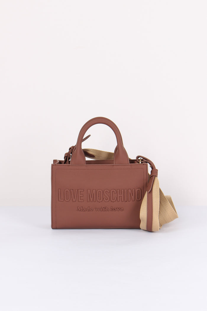 Mini Shopping Effetto Denim Cuoio