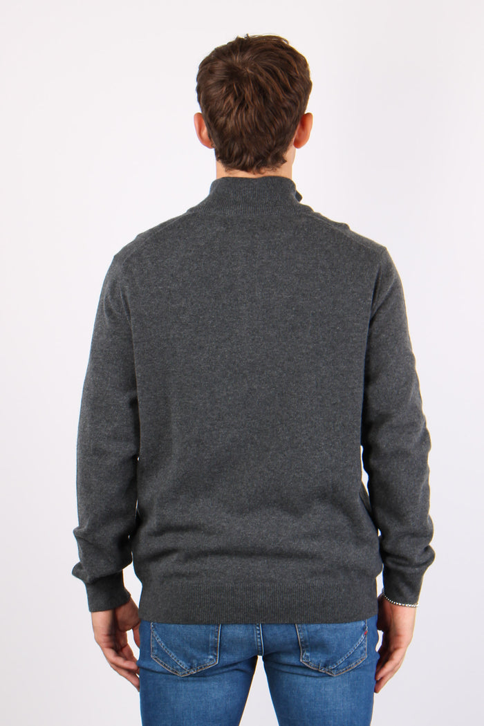 Pullover Mezza Zip Lana Dark Charcoal-3