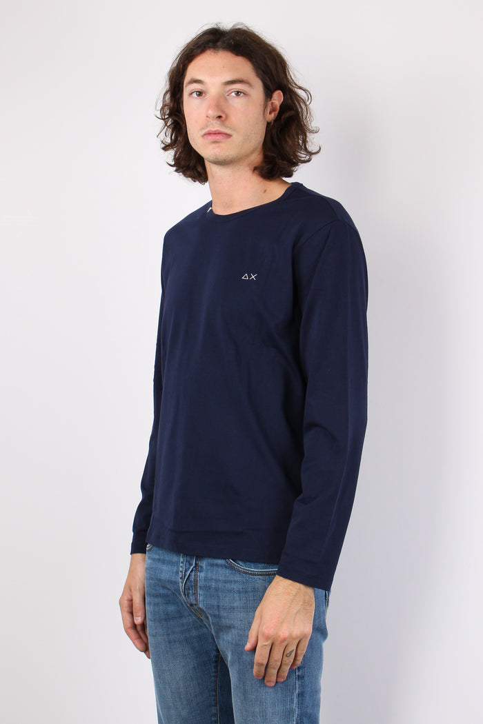 T-shirt Basica Manica Lunga Navy Blue-4