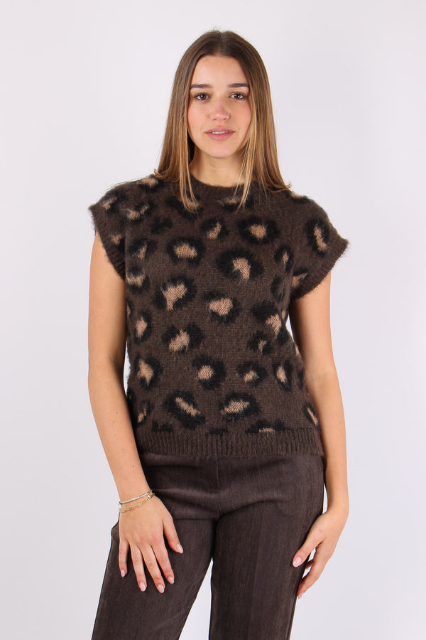 Gilet Macula Effetto Garzato Moro-2