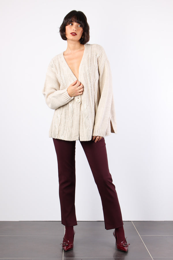 Yvonne Cardigan Spalmato Birch Beige-2